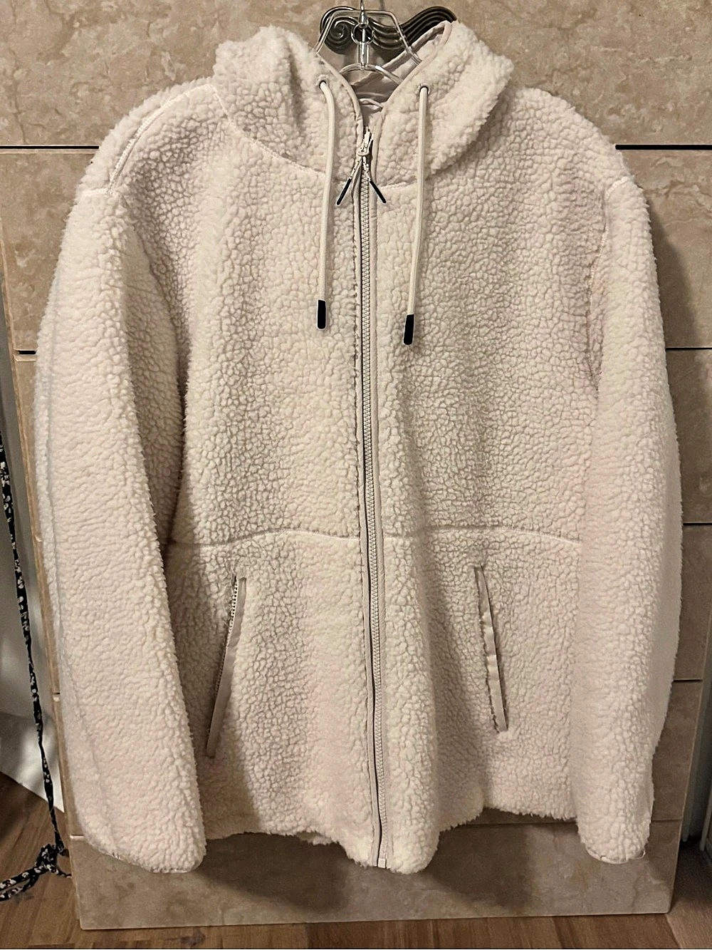 H&M Sherpa Teddy Hooded White Jacket